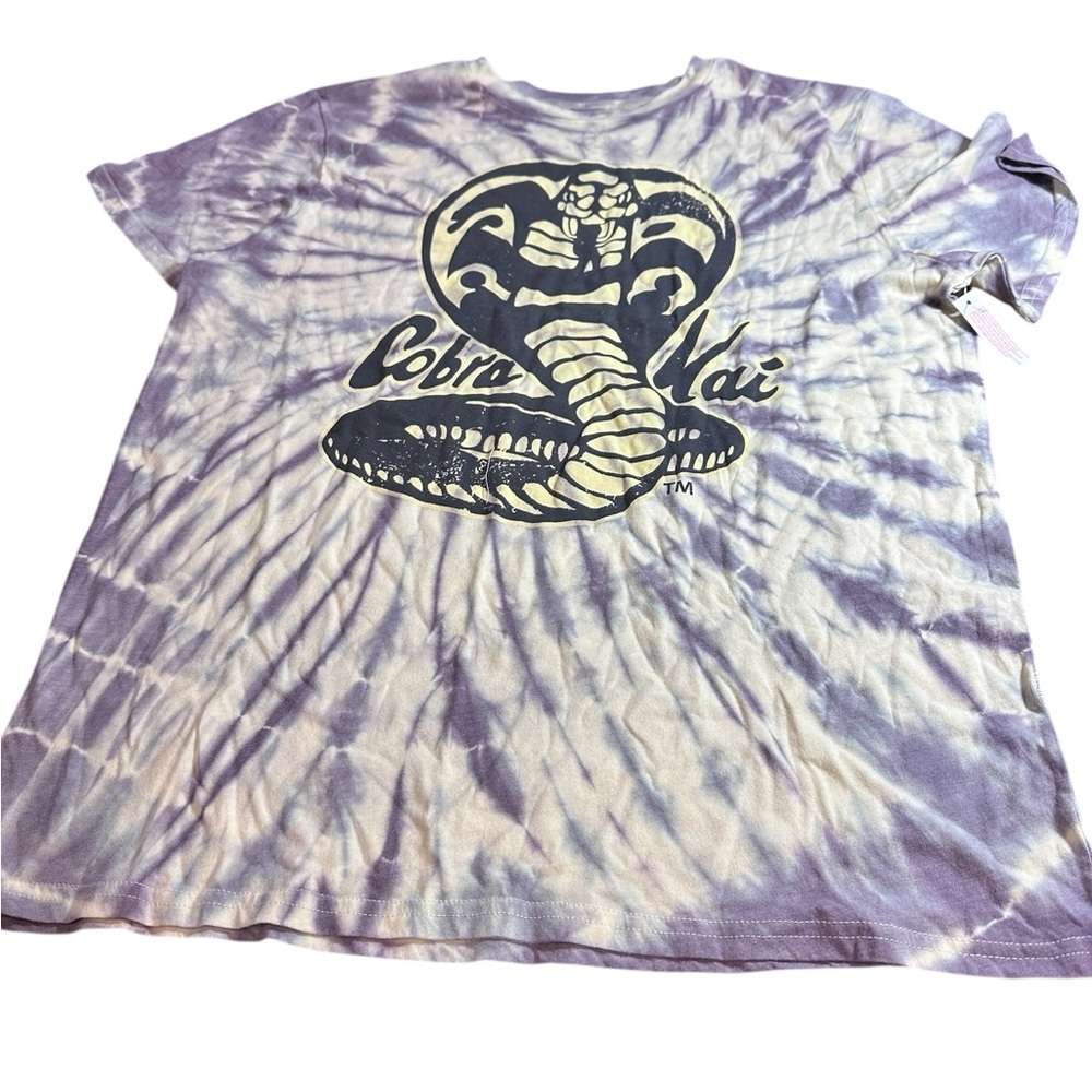 Cobra Kai‎ Tie Dye T-Shirt Purple Cream Short Sleeve Unisex Graphic Tee XL